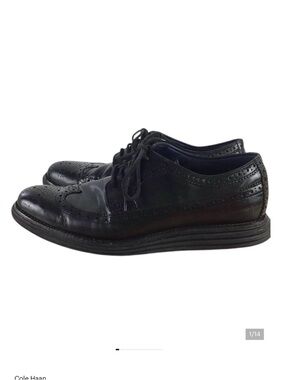 COLE Haan black leather shoes mens Lunargrand dress oxford formal size 10